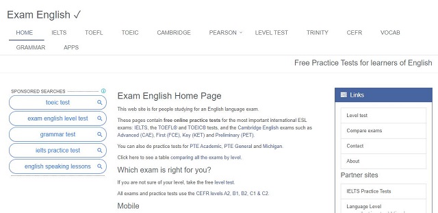 website học tiếng anh exam english