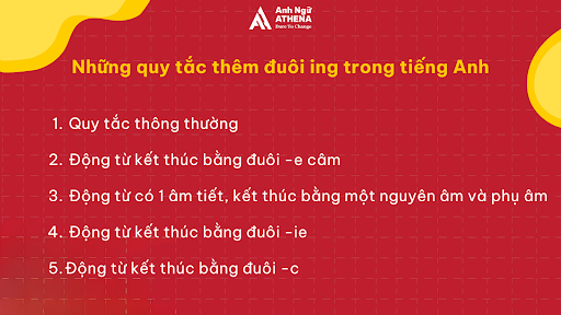 Những quy tắc thêm đuôi ing trong tiếng Anh