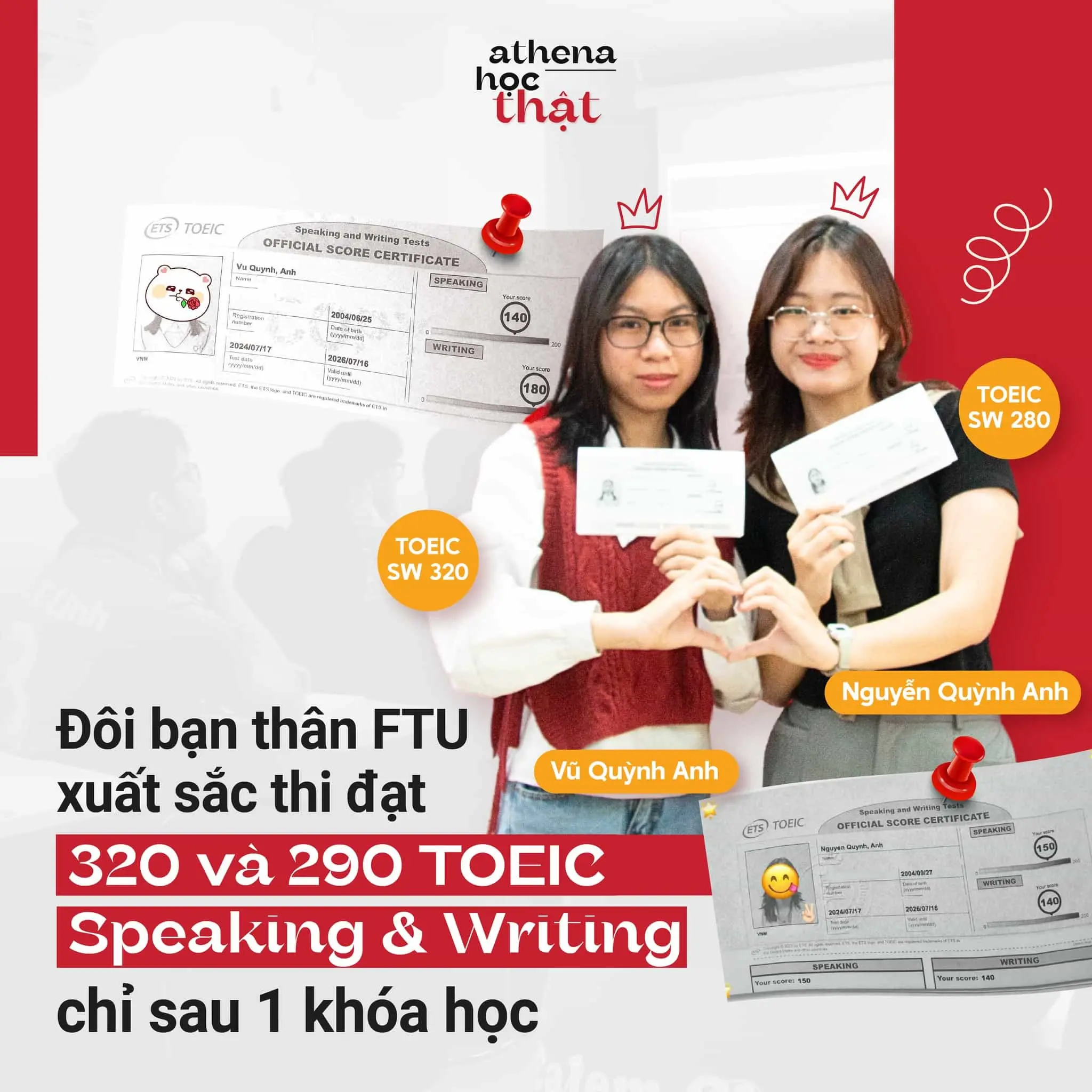 Đôi bạn thân FTU xuất sắc thi đạt 320 và 290 TOEIC Speaking & Writing chỉ sau 1 khóa học