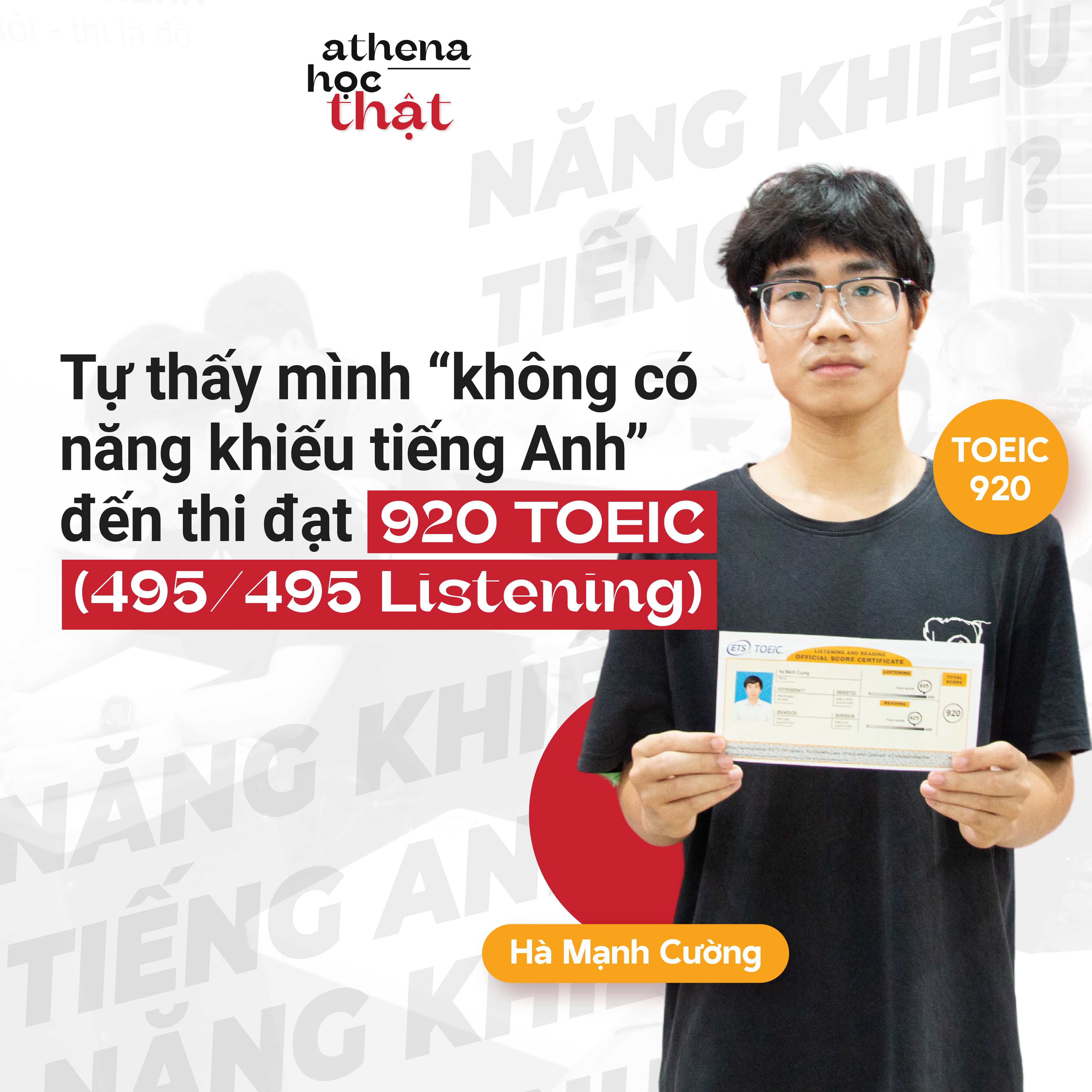 học viên toeic athena hà mạnh cường 920 toeic